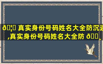 🦈 真实身份号码姓名大全防沉迷,真实身份号码姓名大全防 🕸 沉迷2023